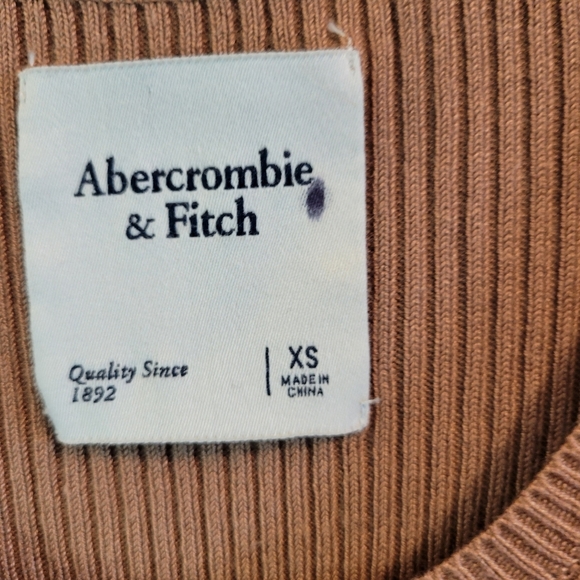 Abercrombie & Fitch Tan Knit Long Sleeve Midi Dress - Picture 5 of 7